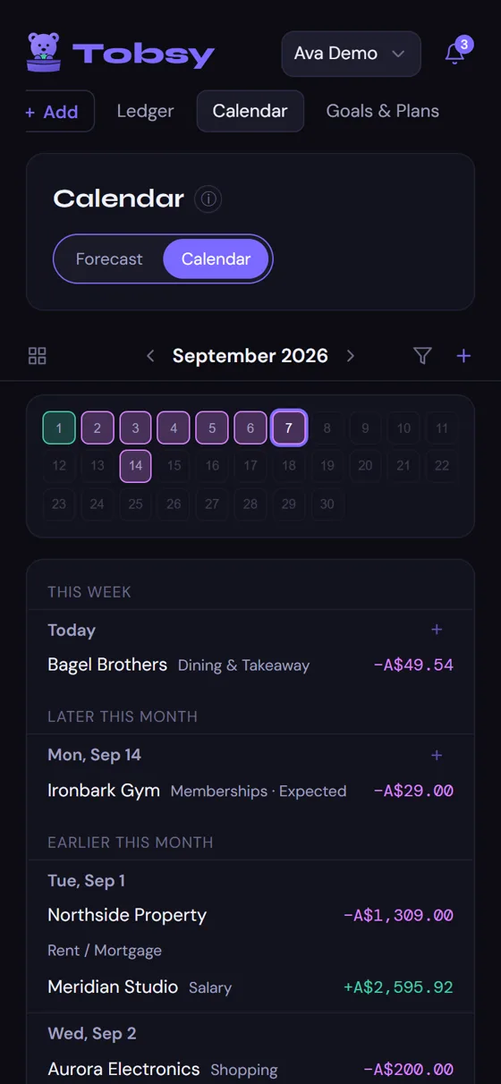 The calendar on a phone.