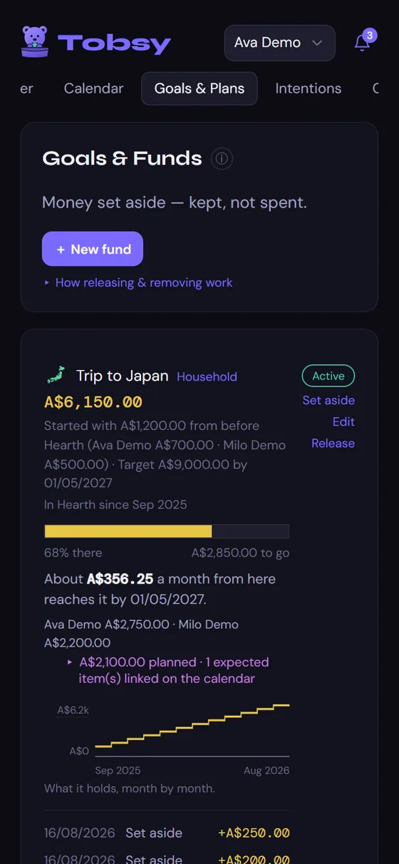 Goals and Plans on a phone.